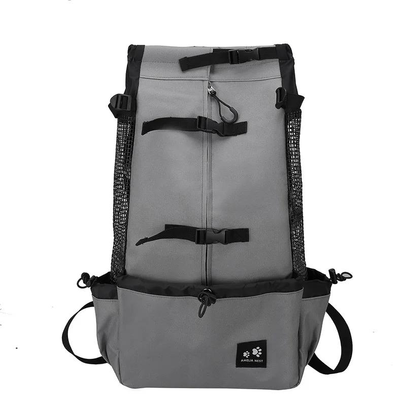 

Strong Nylon Dog Carrier Backpack for Small Medium Dogs High Quality Breathable Cycling Backpack for Outdoor Travel Pet Supplies XL-suit 16-28kg темно-серого
