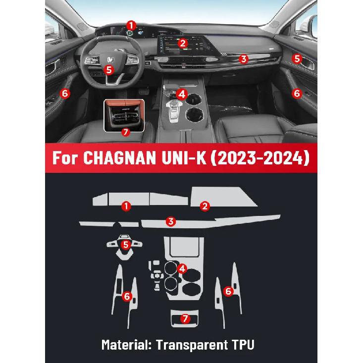 Защитная пленка для центральной консоли, медиа-панели, навигации автомобиля с защитой от царапин, из ТПУ, для CHANGAN UNI-K 2024, наклейка A
