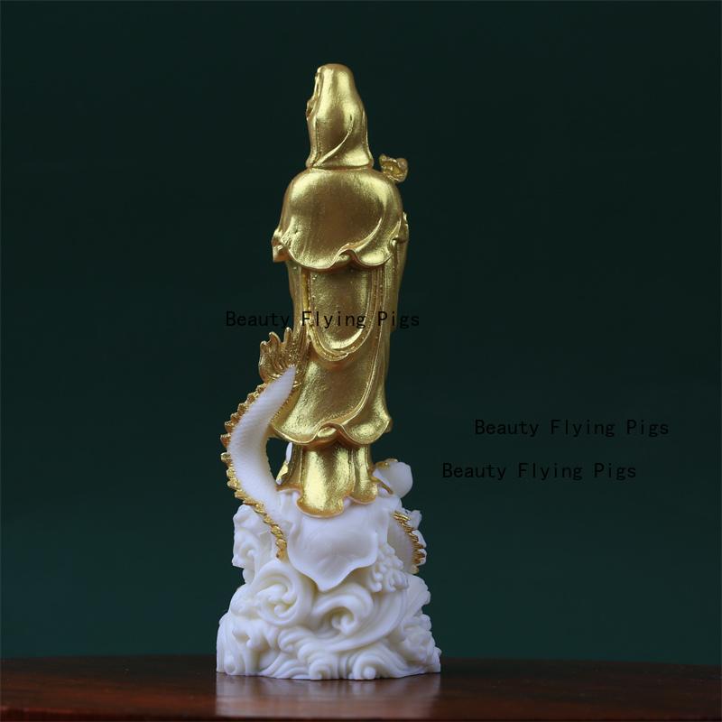1pc Ivory Fruit Powder Guanyin Ornament Yulong Guanyin Statue Living Room Desktop Decoration Feng Shui Ornaments Home Decoration