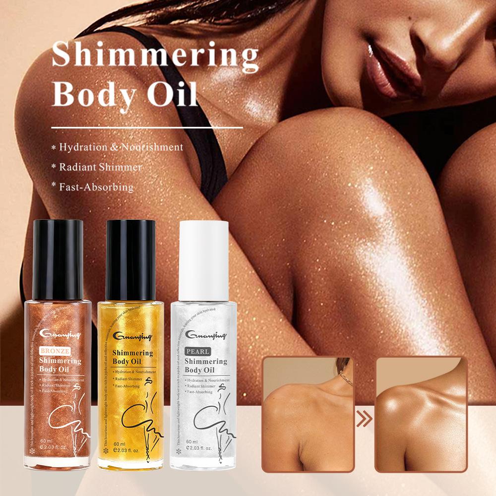 Shimmering Body Oil with Glow Liquid Highlighter Fast-Absorbing Moisturizing Body Oil for Sunless Tanning and Radiant Skin Glow