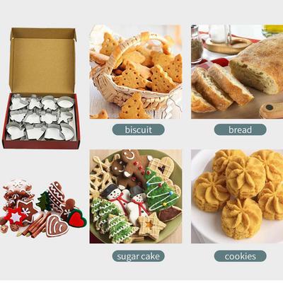 24Pcs Christmas Cookie Cutters Set Stainless Steel Biscuit Cutters for Holiday Food Party Decorations and Baking