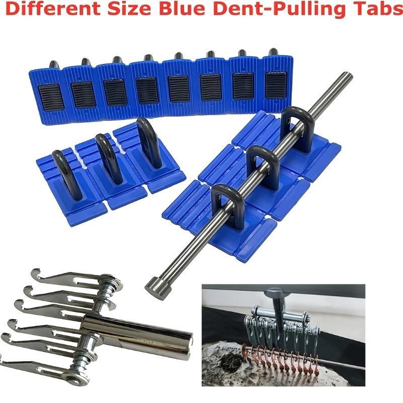1 Set Dent Repair Puller Set - Paintless Dent Remover with Glue Pull Tabs and Blue Handles.