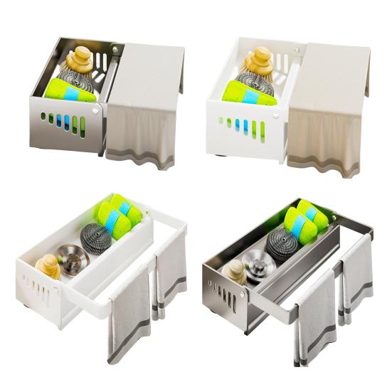 Küchenspülbecken Schwammhalter Schwammablage mit Lappenhalter Selbstentwässernder Arbeitsplatten-Organizer für Seife