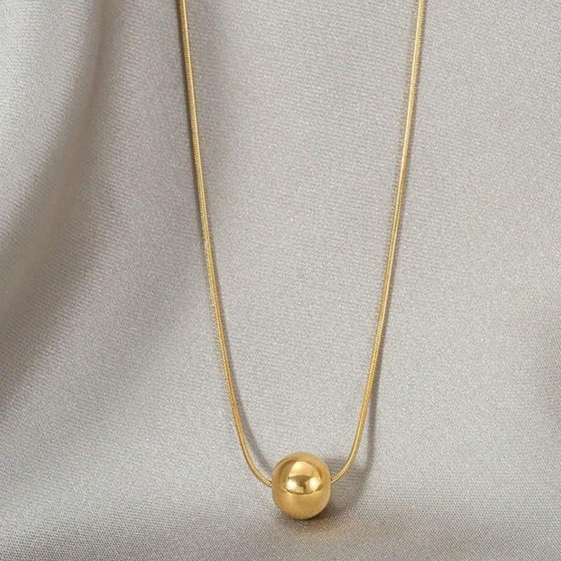 1pc Gold-Color Ball Ins Style Fashionable All-Match Necklace