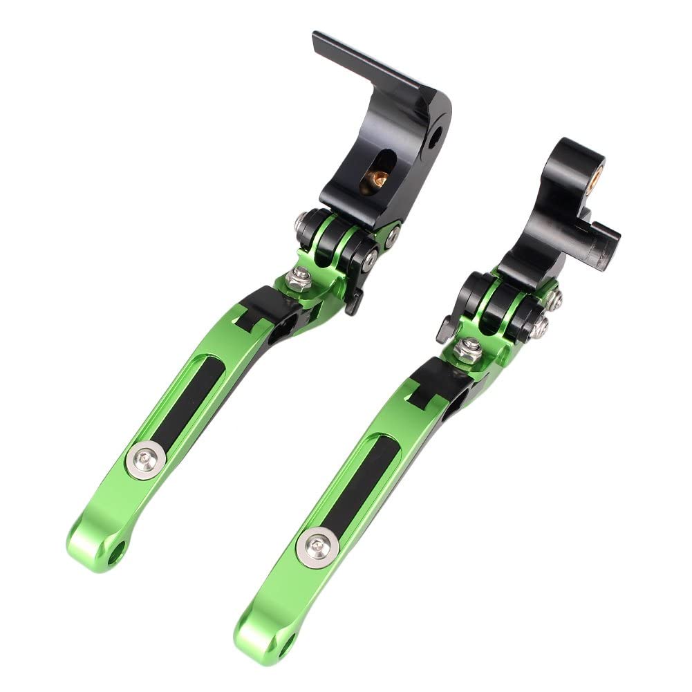 AL-mart Collapsible Telescopic 6 Stage Adjustable Brake Clutch Lever Set Kawasaki Versis X 300 / 250 2017-2019 (Green)