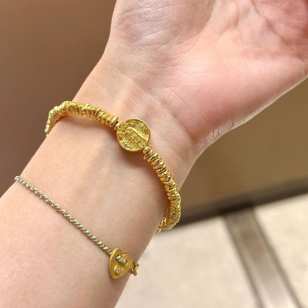 Ancient Gold Five-Way God Of Wealth Broken Gold Bracelet Women'S High-End Light Luxury Retro Entangled Bracelet