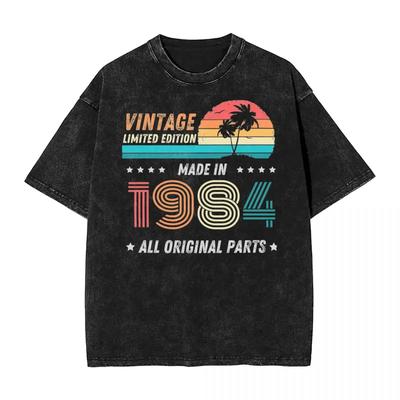 Washed T Shirts Vintage Limited Edition Made In 1984 T-Shirts Streetwear Short Sleeve Printed Tops Tee Shirt Men Women