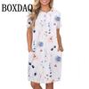 New Womens Dresses Fashion 3D Dot Print Short Sleeve Loose Clothes Summer Casual O-Neck Plus Size Mini Dresses