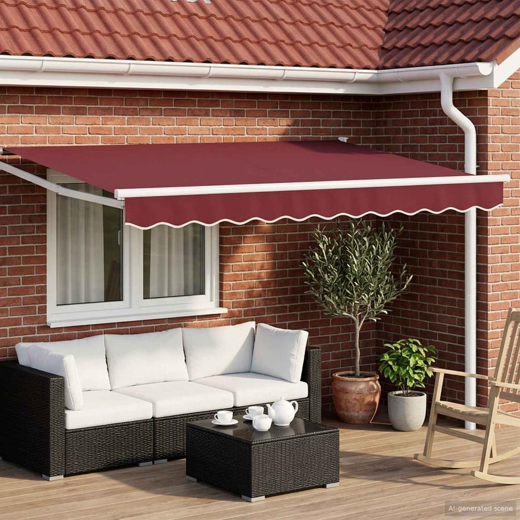 Electric Retractable Awning Burgundy Red 3.5 X 2 M