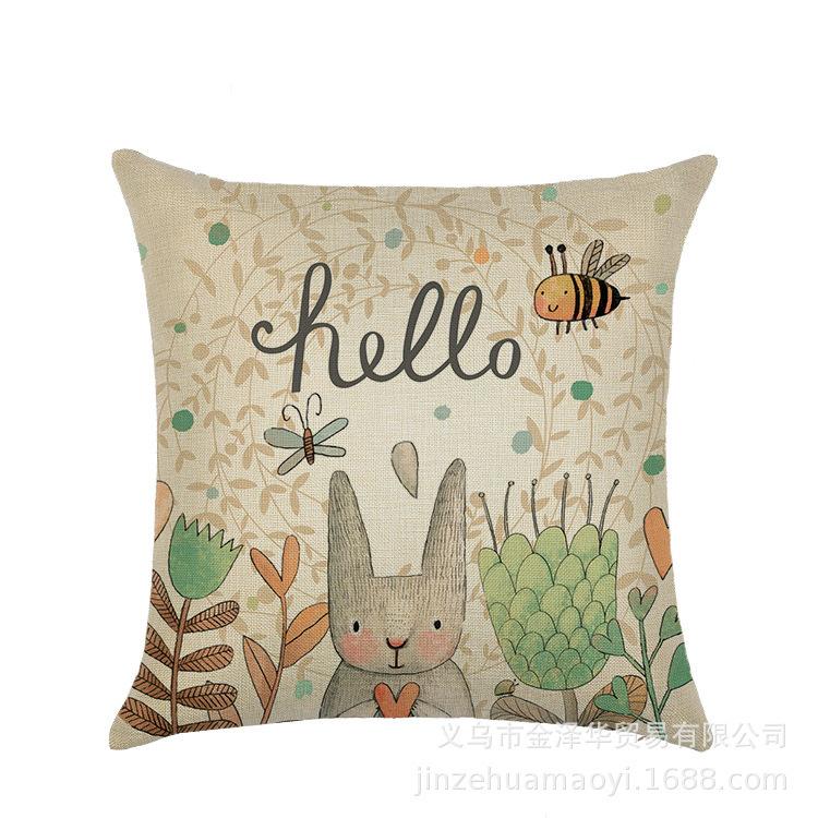 Watercolor Bunny Egg Easter Pillow Cover Nordic Office Sofa Polyester Cushion Cover Home Furnishings