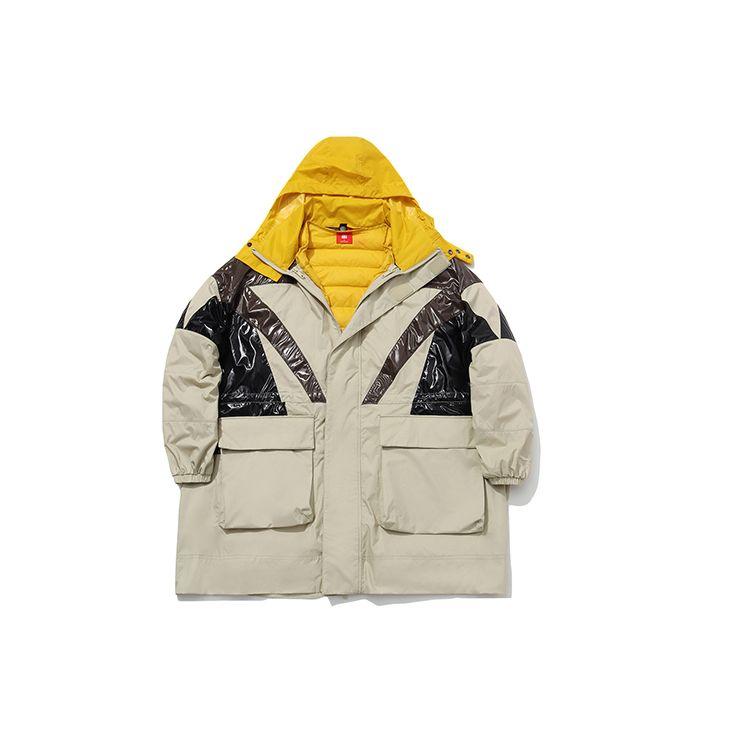 Li Ning Loose Winter Three In One Down Jacket Women Outerwear Yellow Gray AWBQ006-2