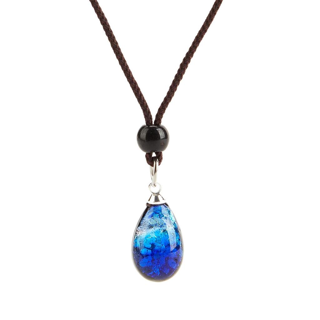 Ręcznie robiony szklany naszyjnik z zawieszką w kształcie świetlika i fluorescencyjnej kropli wody dla kobiet