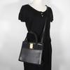 Salvatore Ferragamo Vara ribbon Handbag 2WAYShoulder black leather Women Used