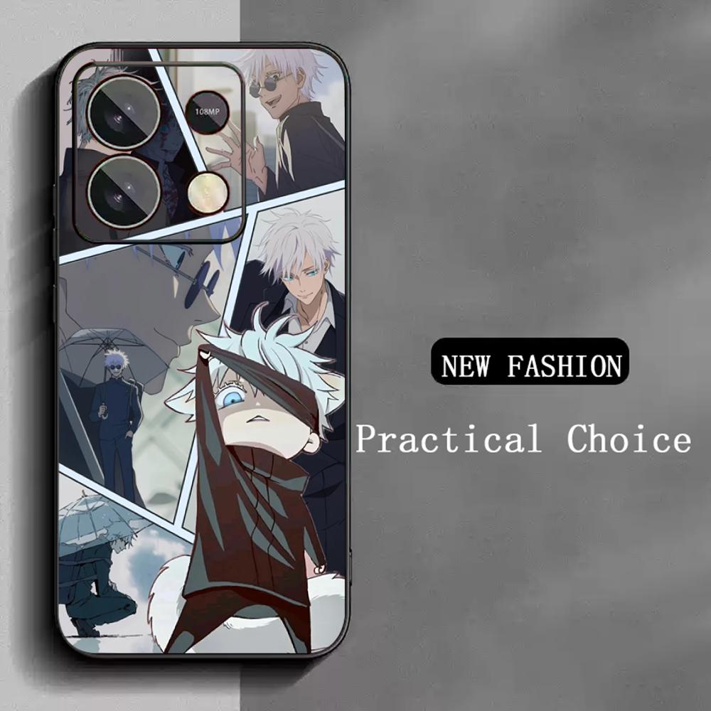 Satoru Gojo Hot Anime Man Poster Phone Case For Redmi Note 14 13 12 11 Pro Plus S 5G 14C A3 Soft Black Phone Cover