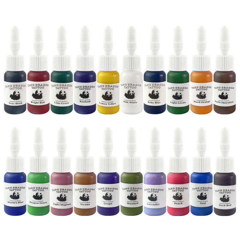Panda Tattoo Ink Set: 6, 4, and 20 Color Options for Practice and Design.