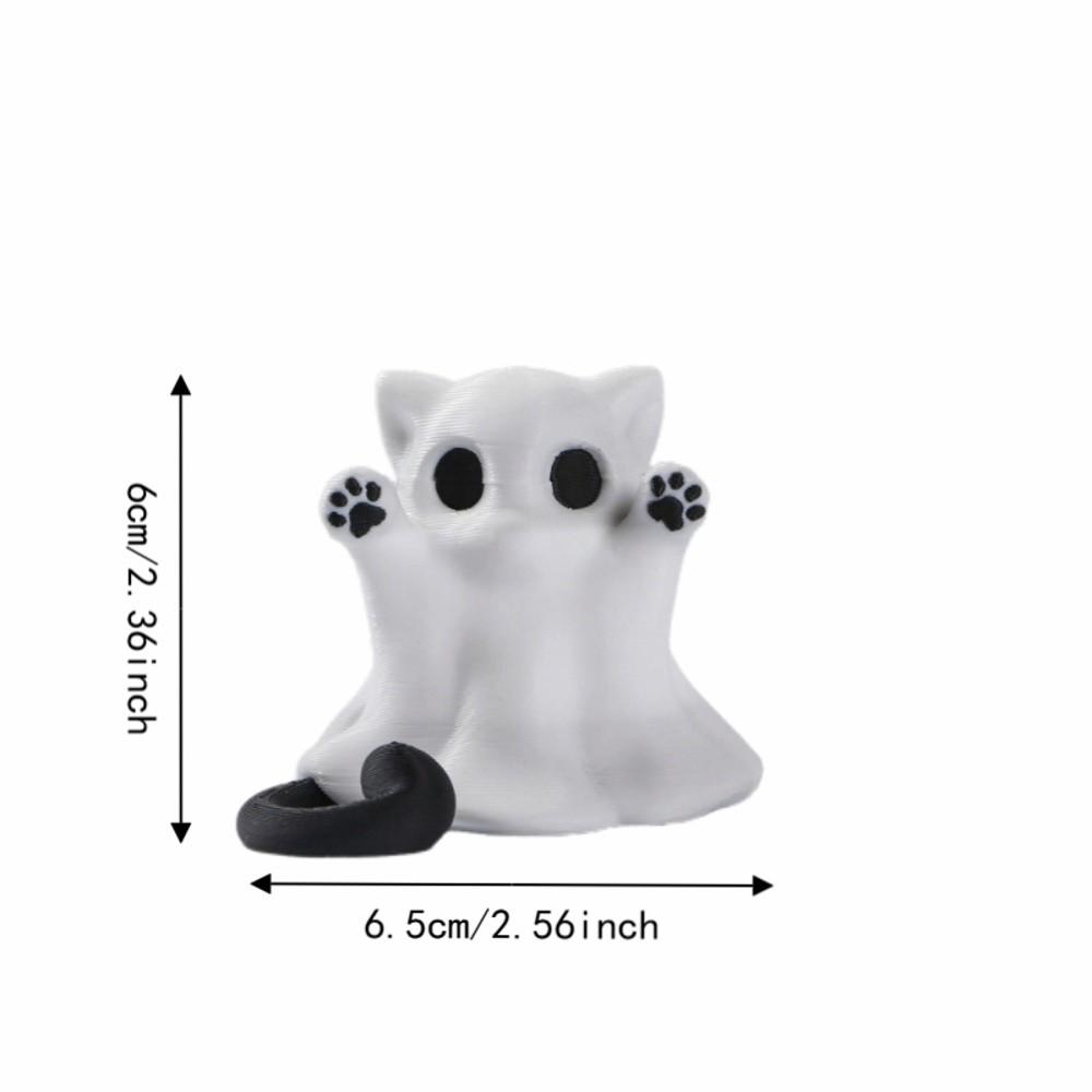 Hand-Raising Posture Ghost Cat Ornament 3D-printed Halloween Cat Desk Figurine Office