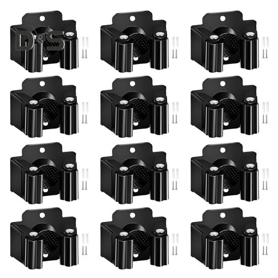 Wall Mount Broom Holder Non-Slip Design Simple Installation Stainless Steel Heavy Duty Mop Holder Broom Hanger with Screws