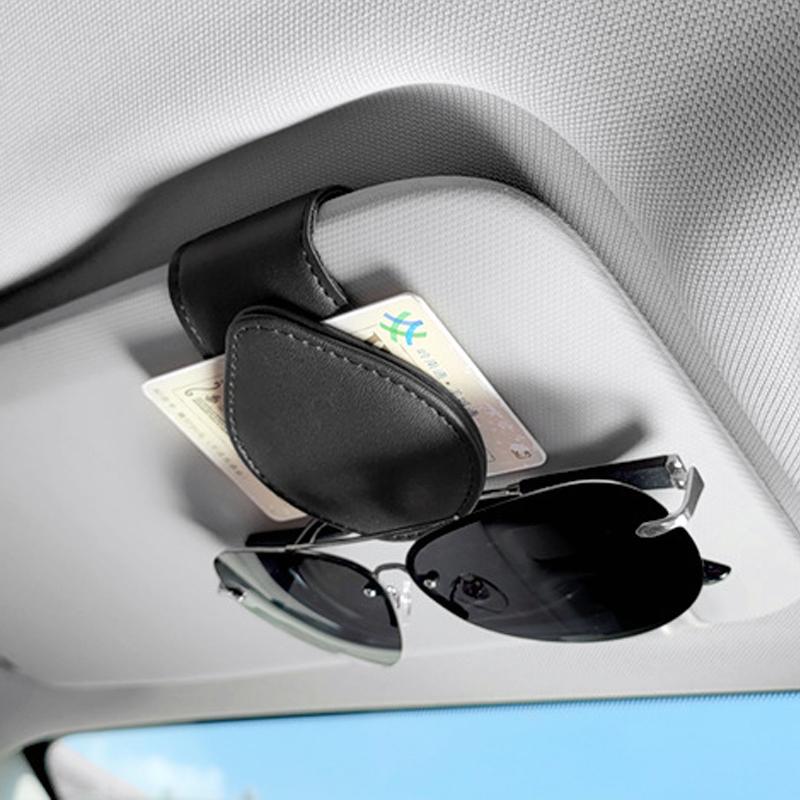 Leather Sunglasses Clip Sun Visor Car Interior Card Ticket Fastener Portable Sunglasses Holder Clips Auto Interior Accessories