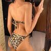 Imprimat leopard Decupat Halter Costum de baie pentru femei Costum de baie dintr-o bucată Monokini pentru femeie cu picior înalt Costum de baie pentru baie