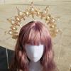 Halo Headpiece Goddess Mary Angels Gold Crown Beading Headband Lolita Hair Hoop Gorgeous Christmas Halloween Wedding Headdress