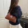 Women PU Star Decor Shoulder Bag Chic Hobo Bag Large Capacity Fashion Crossbody Bag Solid Color Sweet Underarm Bag AVE