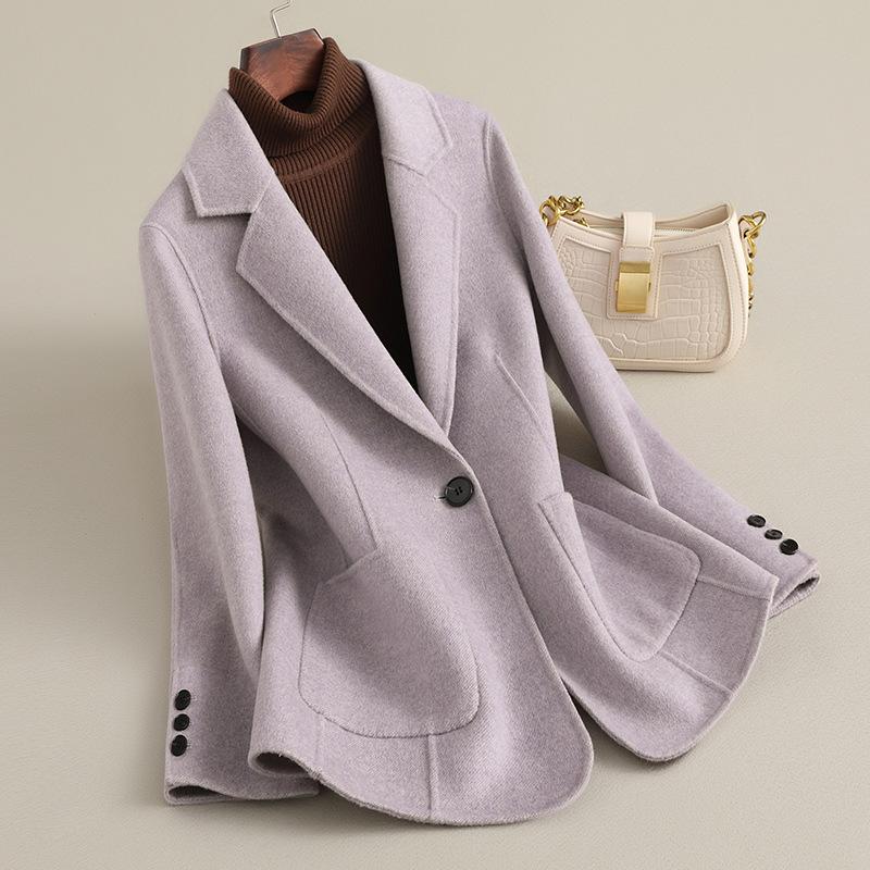 Autumn New Double-sided Wool Short Small Suit Coat Slim-fitting High-end Small Woolen Coat Women
