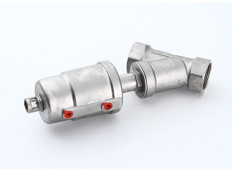 304 Stainless Steel Pneumatic Y-Type Angle Seat Valve DN25, Internal Thread, Quick Connect, High-Temperature Steam.
