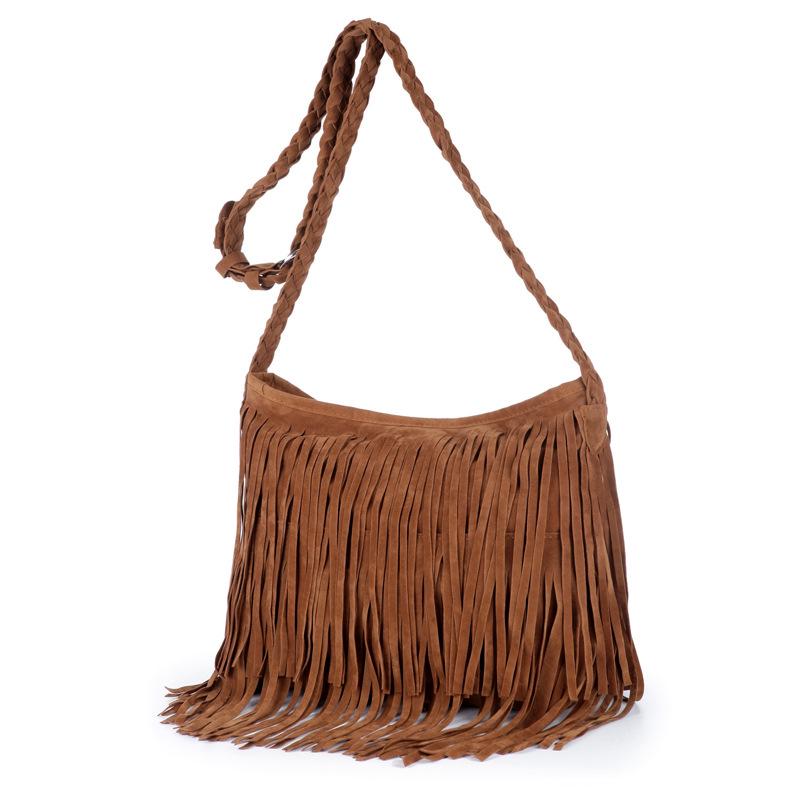 Women's Retro Suede Tassel Crossbody Shoulder Bag
