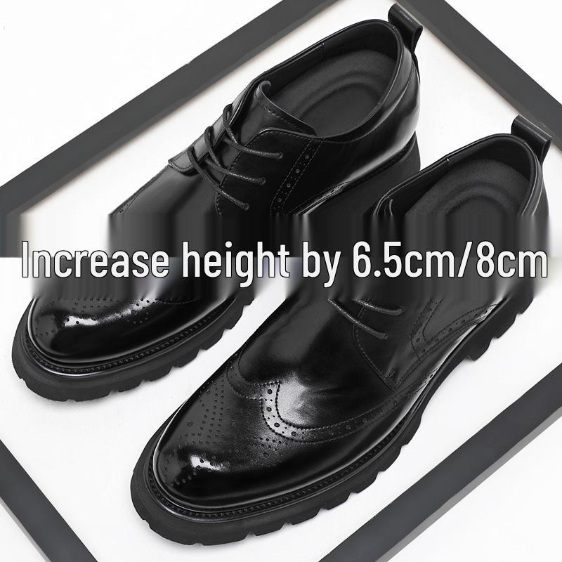 Herren 8cm Brogue Business Derby Schuhe - Schnürschuhe Rindsleder