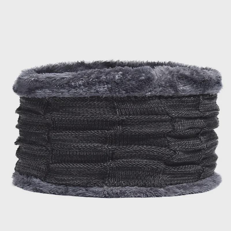 

Чоловічий зимовий вовняний набір шапка та шарф: Затишна шапка-біні пуловер з товстою вельветовою в язкою 58-63CM Fleece Thickened (Elastic)