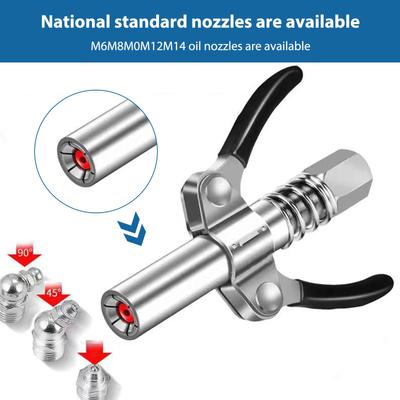 Grease Gun Coupler Fitting Quick Release Butter Nozzle Stainless Steel Double Handle Adapter Connector Lock On Tool Accessories
