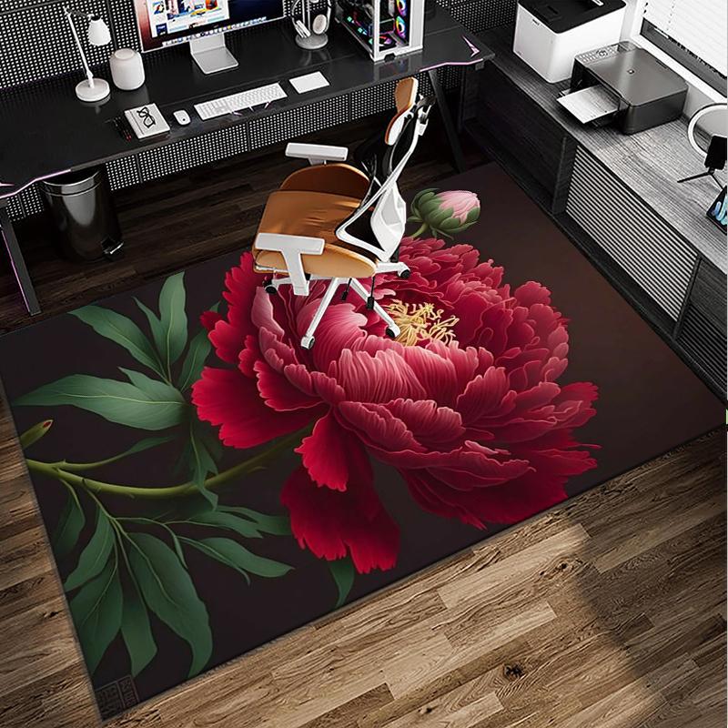 Floral Elegance In Bloom Office Rug Chair Mat, Entryway Carpet, Suitable for Front Door, Bedroom, Living Room, Desk, Holiday Gift