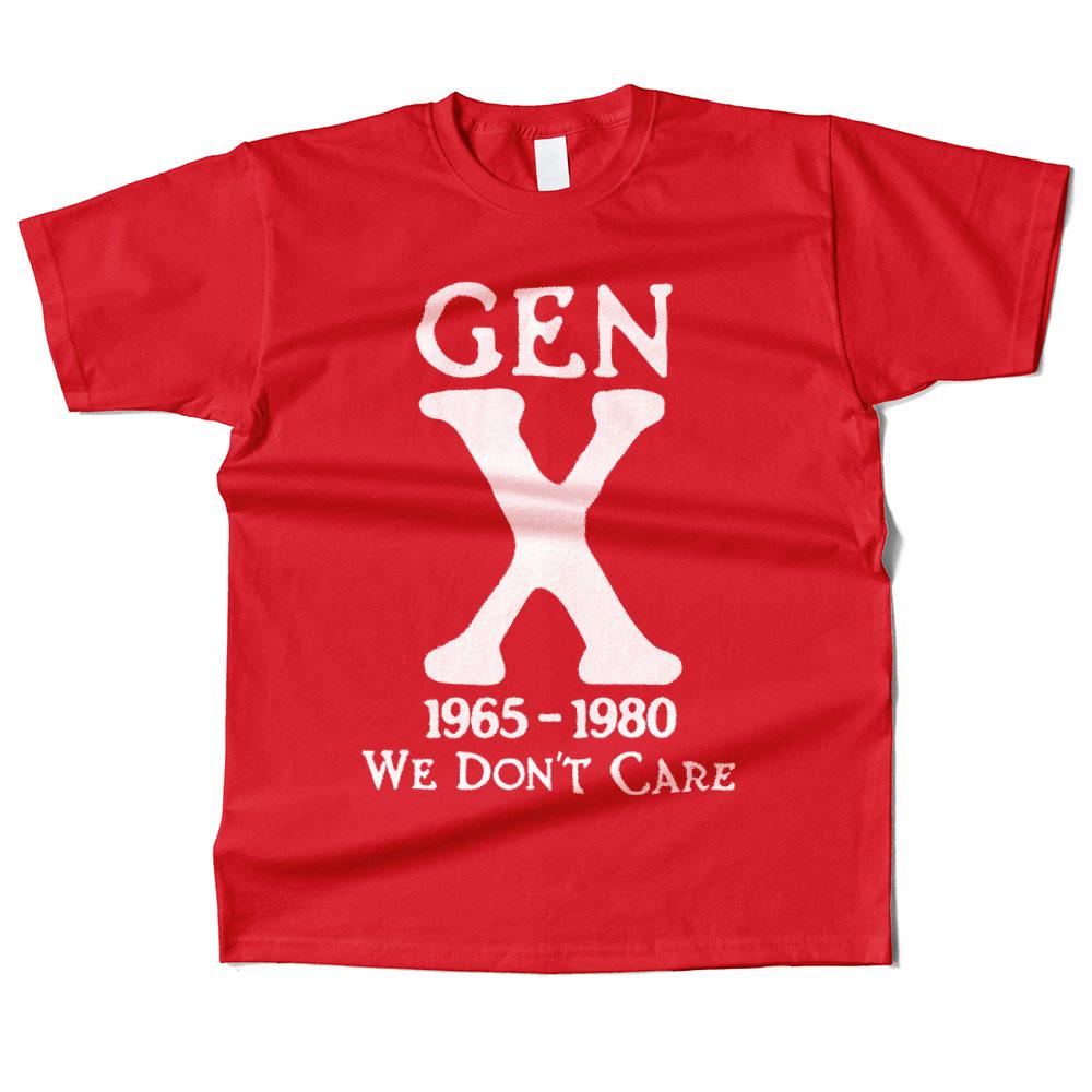 Mens Cotton Gen X 1965-1980 We Don't Care Graphic High Quality T Shirt Street Casual Style Tee for Men and Women