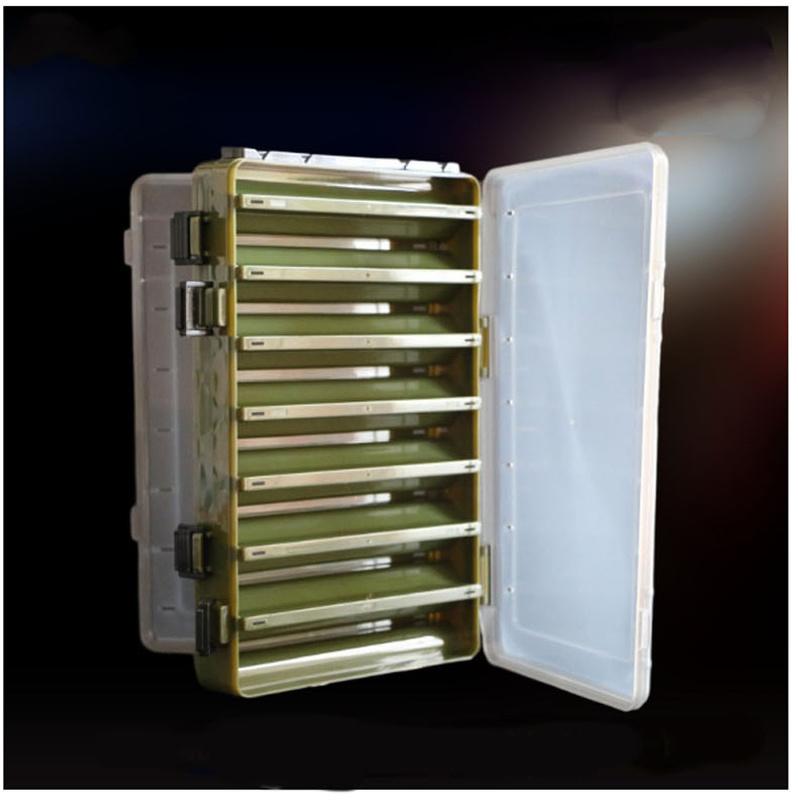 Angelbox mit 14 Fächern, Angelzubehör, Köderhakenboxen, Aufbewahrung, doppelseitig, hochfest, Angelköder-Tackle-Box