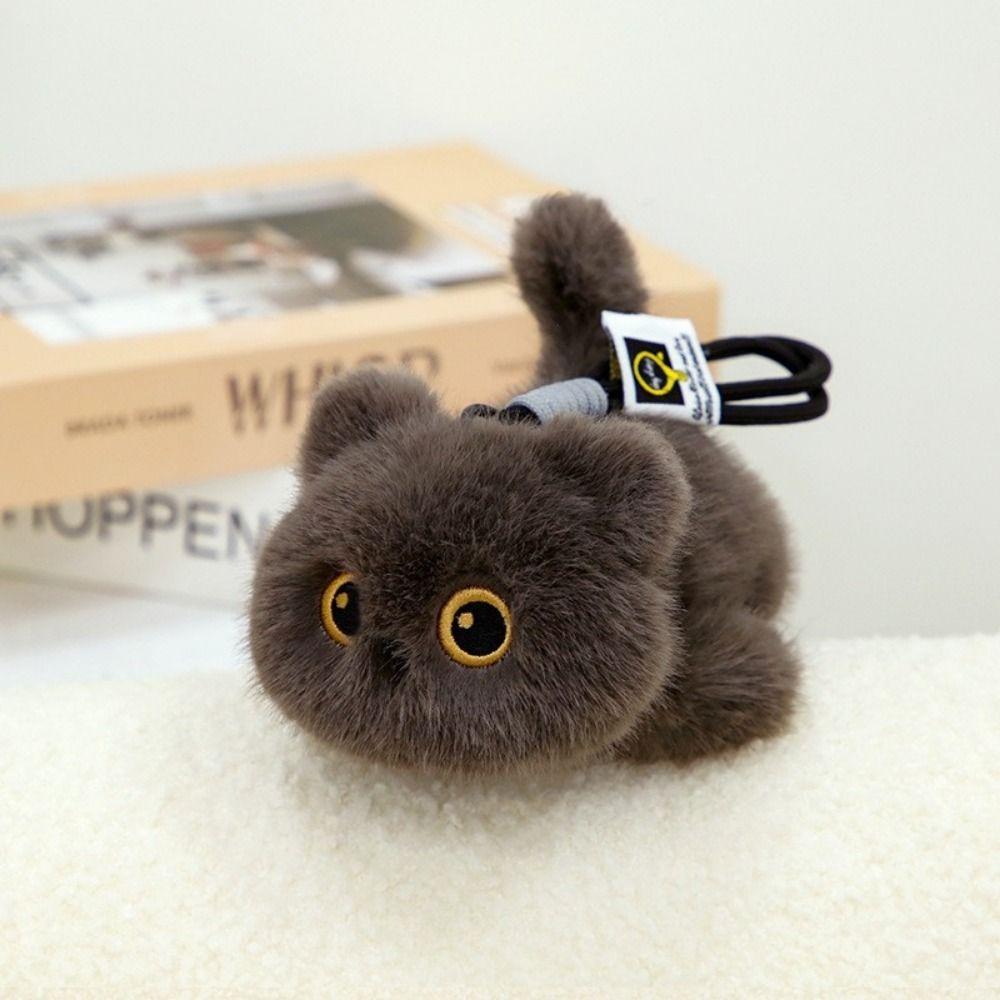 Soft Simulation Cat Plush Toy Cute Cartoon Cat Plush Keychain  Birthday Gift
