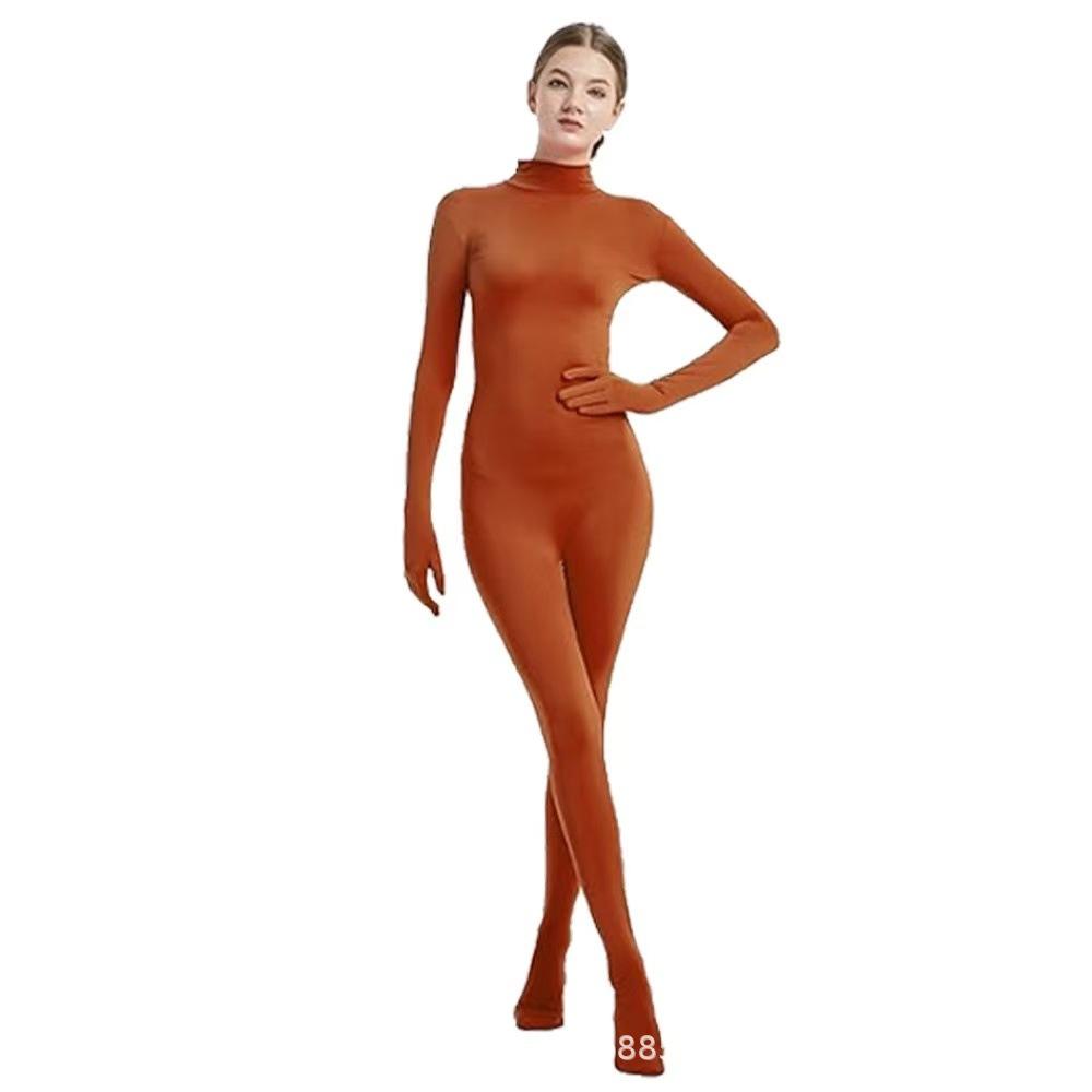 Women's Zentai Solid Color All-inclusive Face-showing Tight Onesie with Hands and Feet Stage Performance Clothes