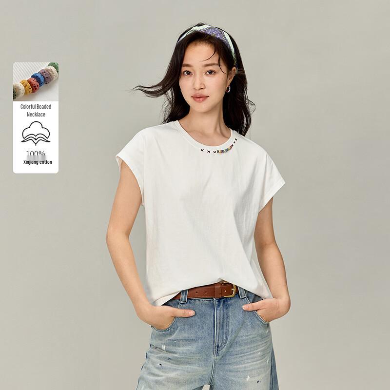 INMAN Women s Cotton Flutter Sleeve T-Shirt M