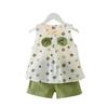 Girls Polka Dot Short Sleeve Outfit 2 Piece Set For Toddlers And Kids Aged 1 To 5 Years Old Summer Casual Clothing