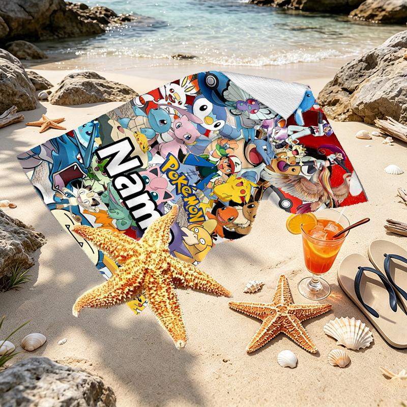 Custom Name Personalized card game Print Beach Towel, for Trip Camping Beach Party Home Decor, Birthday Gift for Family & Friends