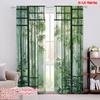 2pcs  2D Plane Printing Curtains Whispering Bamboo Polyester (without Rod) Home Decor Use for Living Room   Bedroom & Home