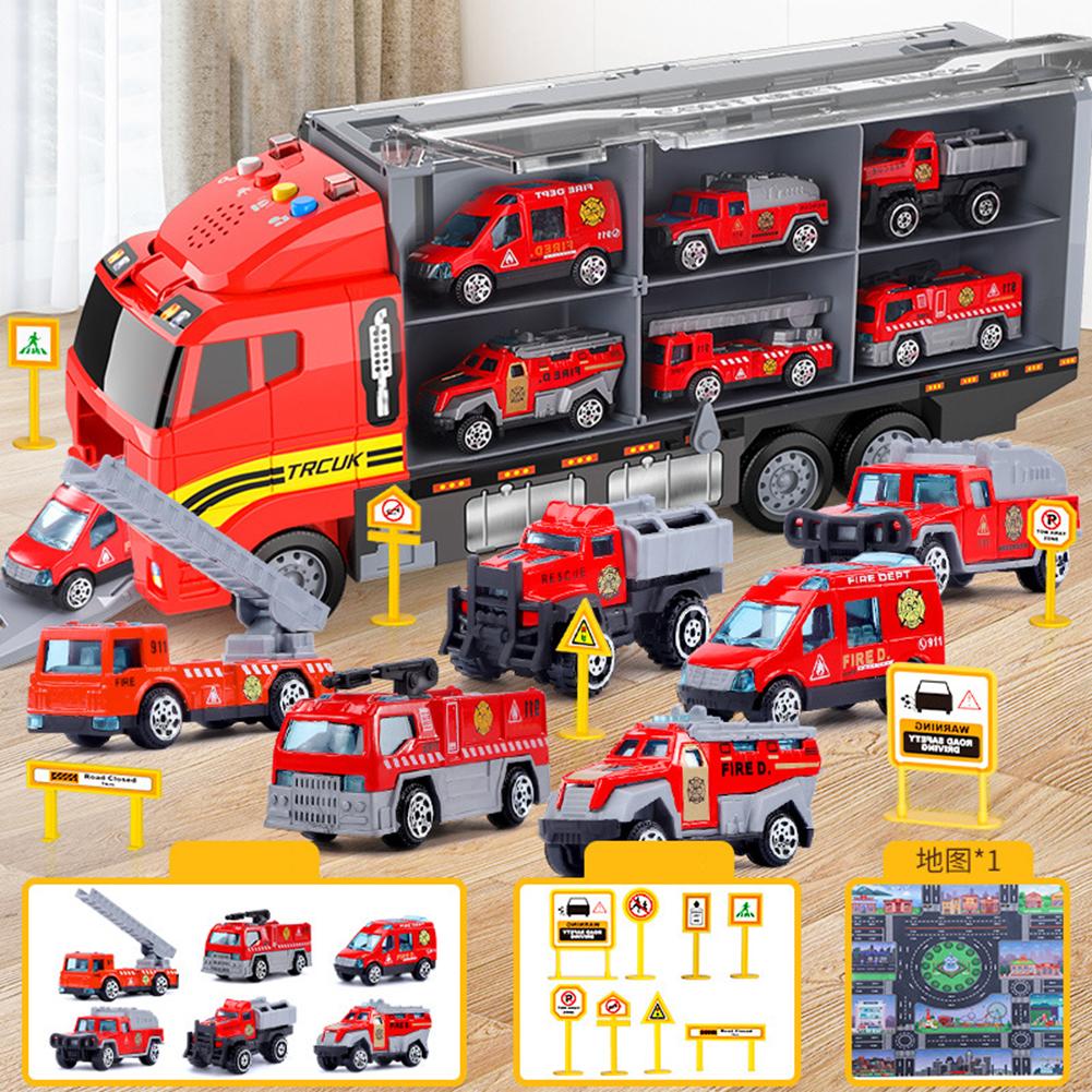 Construction Truck Vehicle Toy Set For Kids Alloy Carrier Truck Push And Go Vehicle Car Toys Birthday Gifts For Boys Girls
