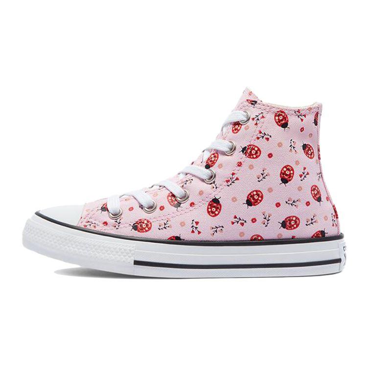 Converse High-Top Canvas Slip-Resistant Durable Kids Canvas Shoes Kids sneakers Pink White 671290C