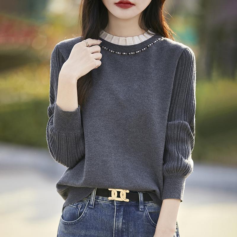 Pull en cachemire pour femme Qinghe cachemire 50% soie 50% laine pull en cachemire automne et hiver doux et chaud