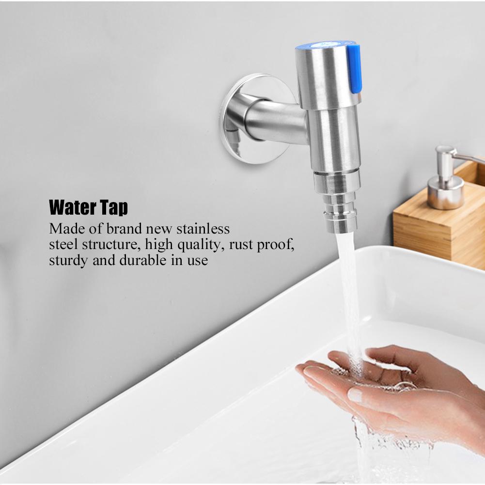 Stainless steel water faucet, G1/2 inch extended wall mounted tap with brushed , for washing NaMachine and mop pool use