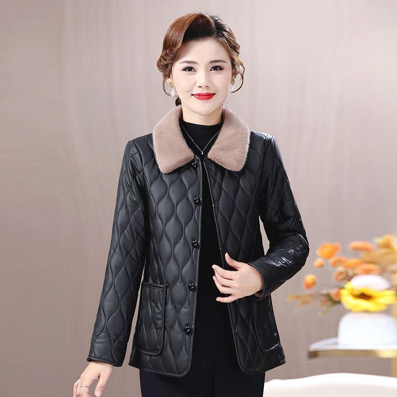 

Зимнее флисовое пальто для мамы, утолщенное хлопковое пальто, короткая стеганая куртка для женщин среднего и пожилого возраста XL