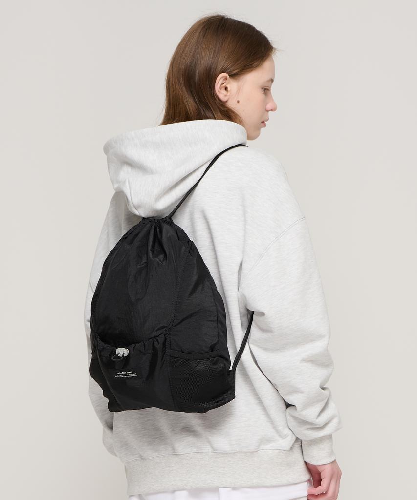 Roidesrois Mesh Pocket String Gym Sack Backpack (Black)
