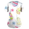 Women Fashion Easter Print V-neck Short Sleeve Workwear With Pockets Tops