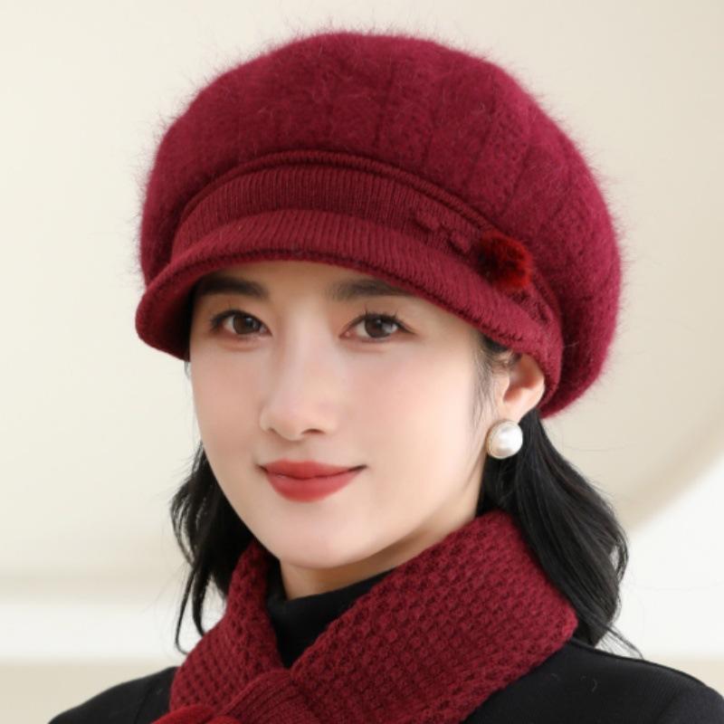 Women's Knitted Hat for Fall Winter - Lightweight Elastic Fit Warm Hat, Solid Color Short Brim Hat