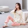 2025 Women's Cotton Pajamas Set - Autumn/Winter Long Sleeve Korean Style Loose Pullover for Indoor/Outdoor Wear