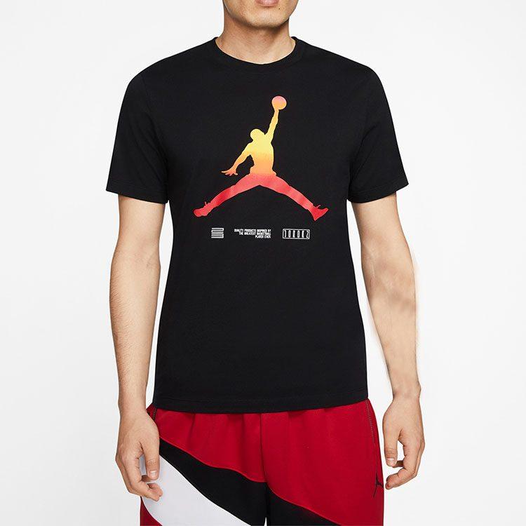 Jordan T Shirts Men's Black Crew Neck Moderate Straight Fit CW0852-010